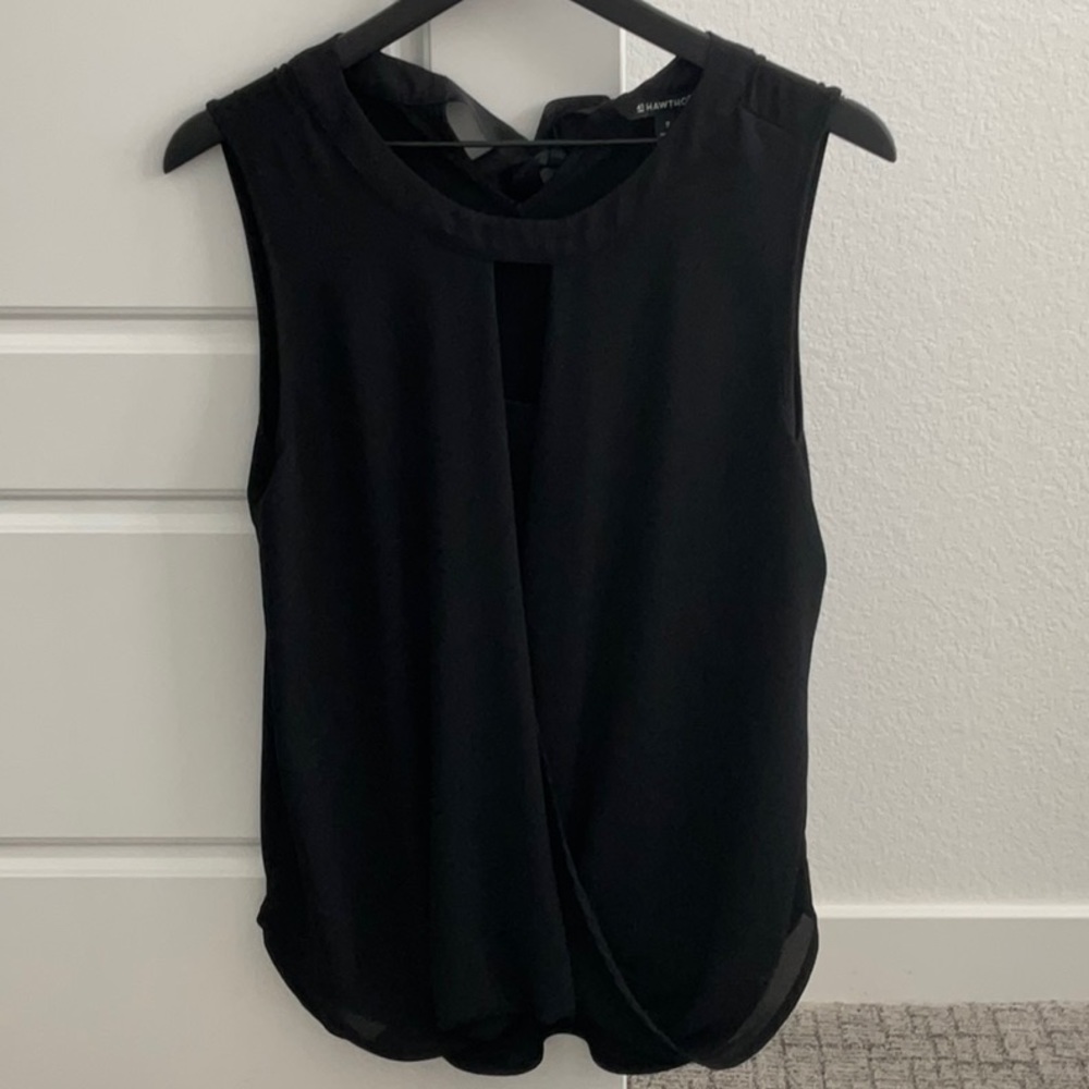41 Hawthorn- Mixed Material Blouse- Black- Size M